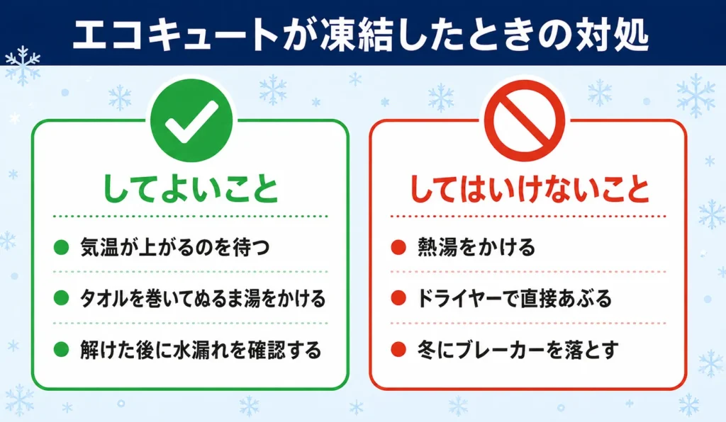 エコキュートが凍結したときにしてよいこと・してはいけないこと