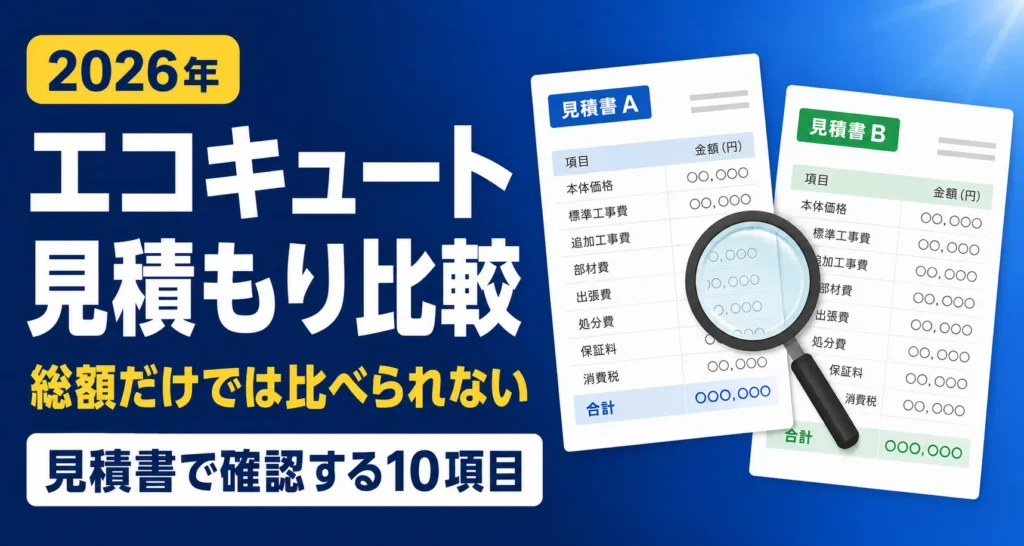 エコキュートの見積もり比較｜見積書の確認10項目