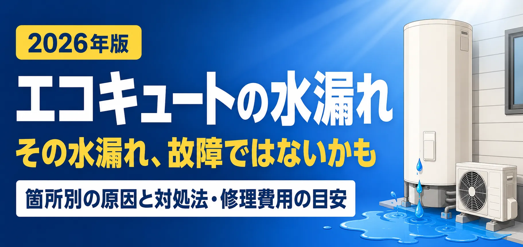 エコキュートの水漏れ｜箇所別の原因と対処法・修理費用の目安