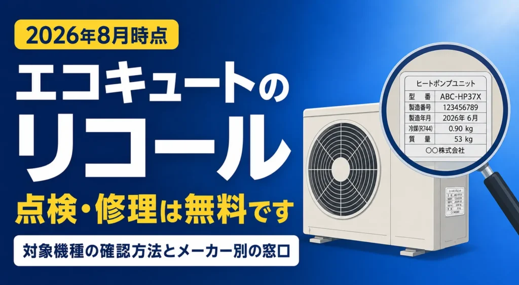エコキュートのリコール・不具合情報と対象機種の確認方法
