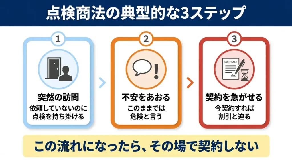 	エコキュートの点検商法の典型的な手口