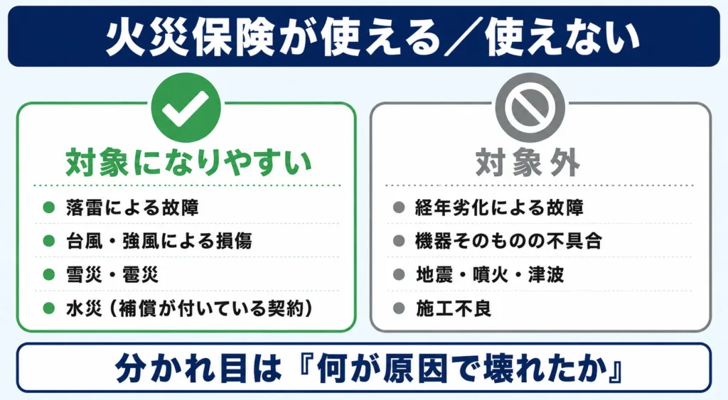 エコキュートの故障で火災保険が使えるケースと使えないケース