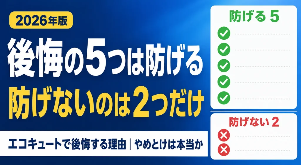 エコキュートで後悔する理由｜防げる5つと防げない2つ